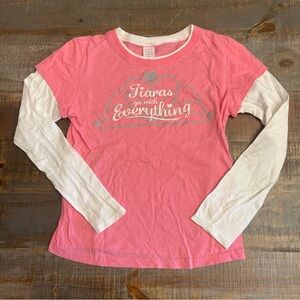 Pink and White youth girls Long Sleeve Graphic Tee